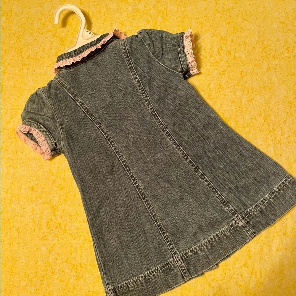 Baby GAP Denim dress with pink lace trim. Size 12-18 months
